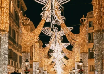 bright christmas lights on the streets of madrid in spain